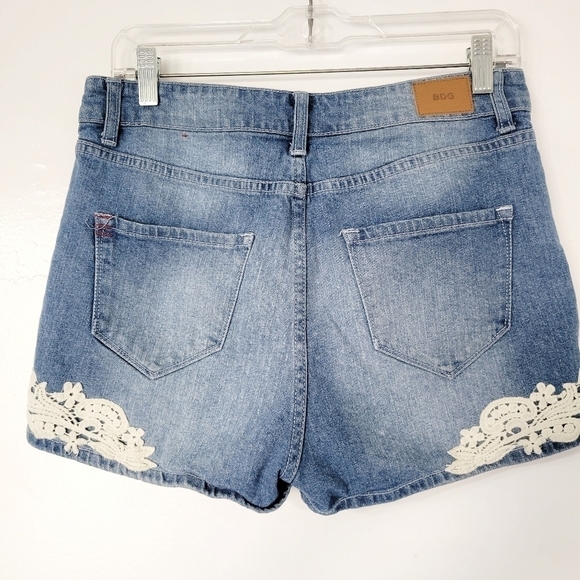 BDG High Rise Erin Embroidered Lace Boho Denim Jean Shorts - Picture 3 of 9